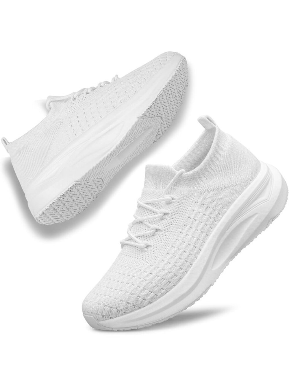 Women's White Slip On Walking Shoes Sock Shoes Non Slip Mesh Running Sneakers